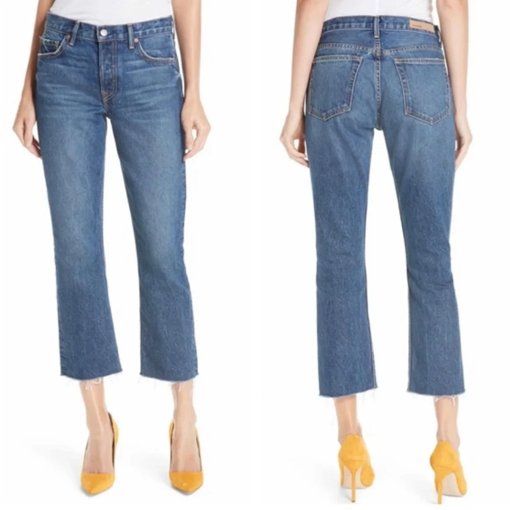 GRLFRND Tatum Crop Flare Distressed Raw Hem Jeans Sz 30 - Picture 8 of 12